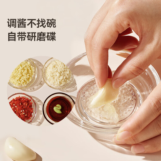 Roborobo garlic pounder glass jar household garlic mortar grinder masher garlic food supplement masher - elegant white + grinding disc