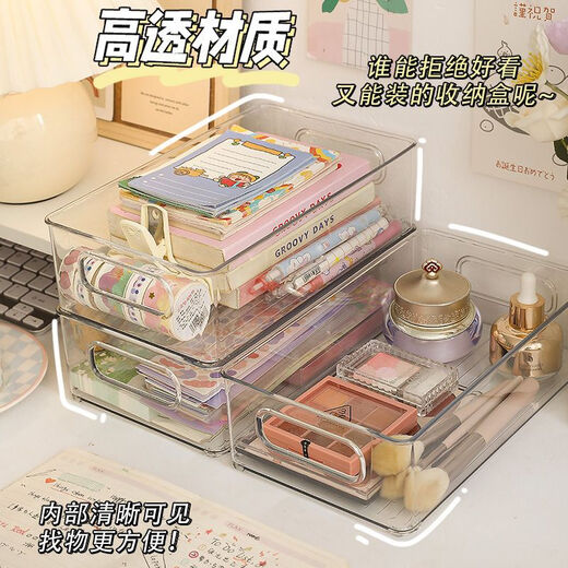 Desktop storage box acrylic transparent dormitory cosmetics mask drawer organizer sundries snack storage rack table 1