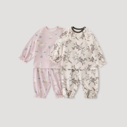 巴厘小猪女童内衣套装春秋季纯棉秋衣秋裤女宝宝甜美可爱睡衣四季儿童衣服 淘气小松鼠 100 cm