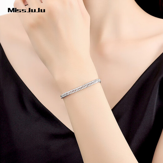 Miss JuJu pt950 pure platinum Xiping bracelet for women, platinum Cuban bracelet, fashionable and high-end jewelry for men (customized), about 16g, 15cm long, about 4.3mm thick, more refunds, less supplements