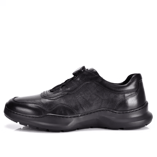 Goldlion genuine leather men's shoes new men's business casual leather shoes men's leather round toe thick sole swivel buckle shoes black 39