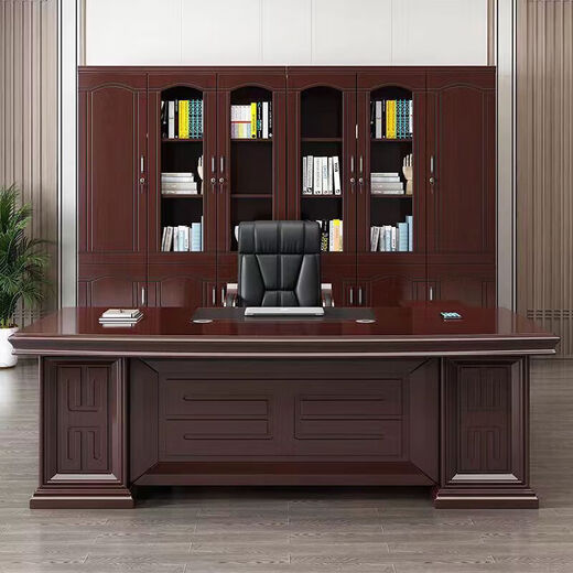 Boss desk executive desk president desk manager desk new Chinese style office desk and chair combination simple modern office furniture 1863 luxury model 1.6 meters + double cabinets