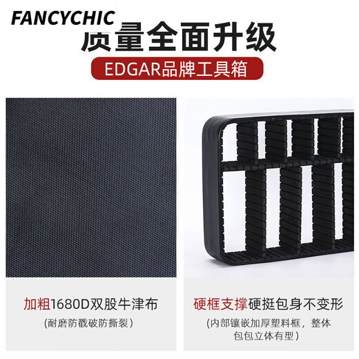 Fengxi Tool Storage Bag Portable Hard Shell Tool Bag Extra Thick Oxford Cloth Bag Durable Home Appliance Car Repair Bag Mini Small Black No Partition + Frameless