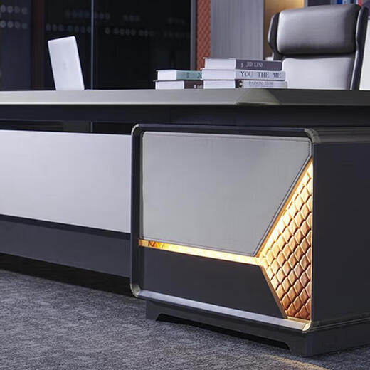 Boss table, president table, simple, modern, light luxury, fashionable office desk and chair combination, office furniture, executive desk, 2.4 meters boss table, short side cabinet