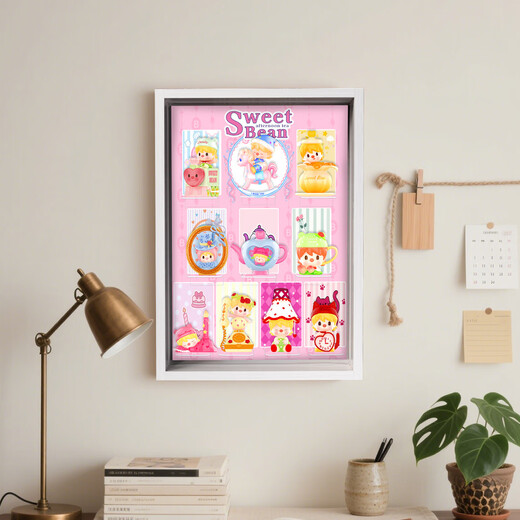 POPMART Bubble Mart Little Sweet Bean Love Afternoon Tea Series Blind Box Storage Scene Display Box Gift Light Luxury White - No Light Style Love Afternoon Tea Series Display Box 34*48cm (document not included)