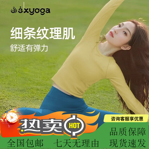 Double show double show yoga top for women 2025 new high-end autumn and winter can be worn outside with high elasticity and slimming Pilates Tsingtao pear top upgraded thread style S (80-100) one size