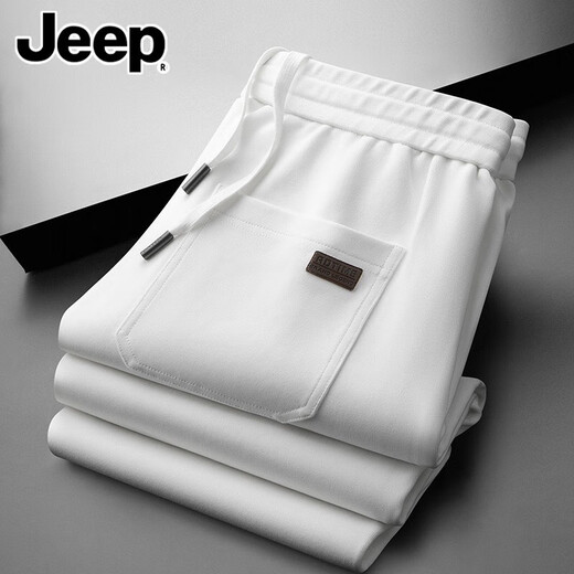 Jeep (JEEP) high-end casual pants for men spring and autumn new pure cotton loose sports pants men's trousers middle-aged plus velvet sweatpants spring and autumn style open placket black XL recommended 145-160 Jin Jin equals 0.5 kg