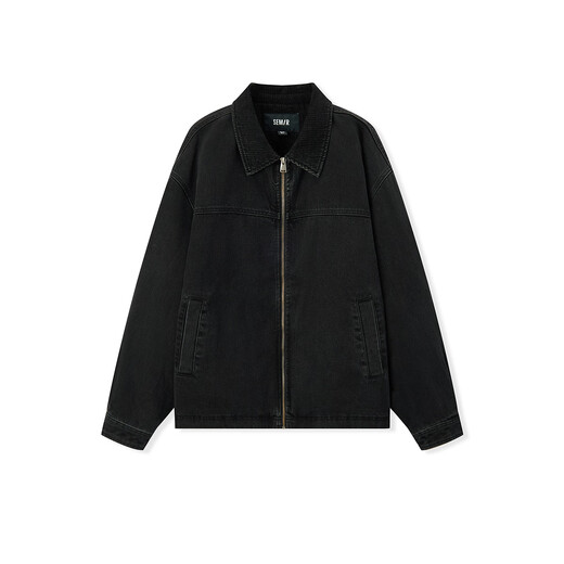 Semir jacket men's winter loose and handsome American retro washed denim jacket fashionable versatile cotton zipper cardigan denim washed black 98201 L