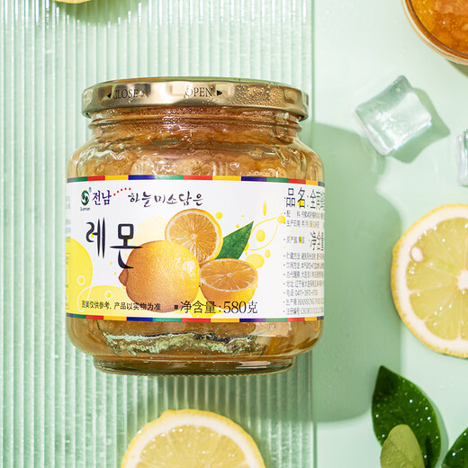 Jeonnam Honey Lemon Tea 580g Korean original imported jam VC fruit tea with breakfast hot and cold drink 0 fat
