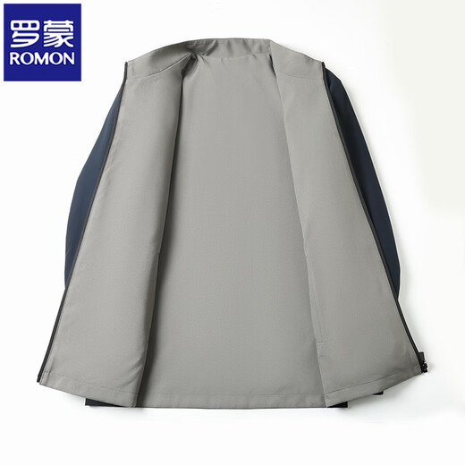 Romon Reversible Men's Business Casual Jacket Spring and Autumn New Work Clothes Fashionable Versatile Executive Jacket Men's Khaki Stand Collar L (175) 120-140Jin Jin equals 0.5 kg