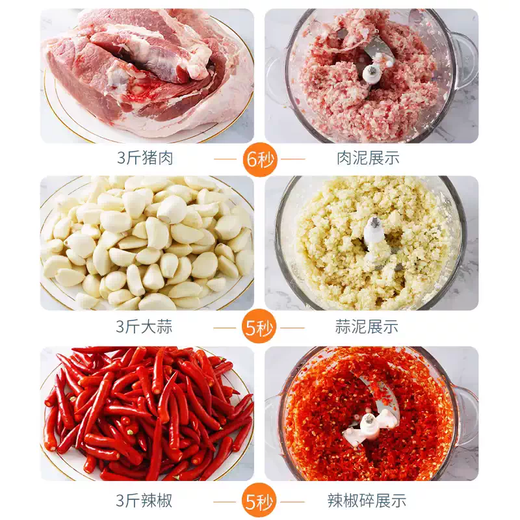 Yusenyi electric garlic machine for commercial restaurants, minced garlic, pulled, cut and pressed garlic, smashed, household garlic machine, 3 liters large, new glass cup (300W), 2 knives