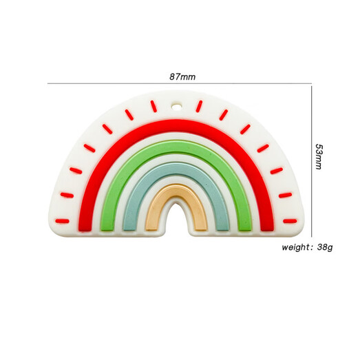 Baby teething and molar anti-biting hand rainbow silicone teether oral comfort food grade white 1 piece