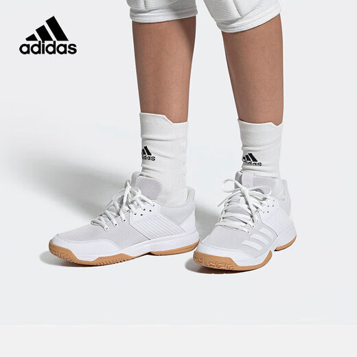 Adidas training shoes for men and women shock-absorbing anti-slip indoor sports net volleyball badminton shoes white 42.5