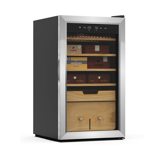 Audaxin France HOMESUN constant temperature and humidity household compressor small red wine cabinet constant temperature and humidity precise cigar cabinet constant black 486 pieces (new upgraded humidity control model) 49L