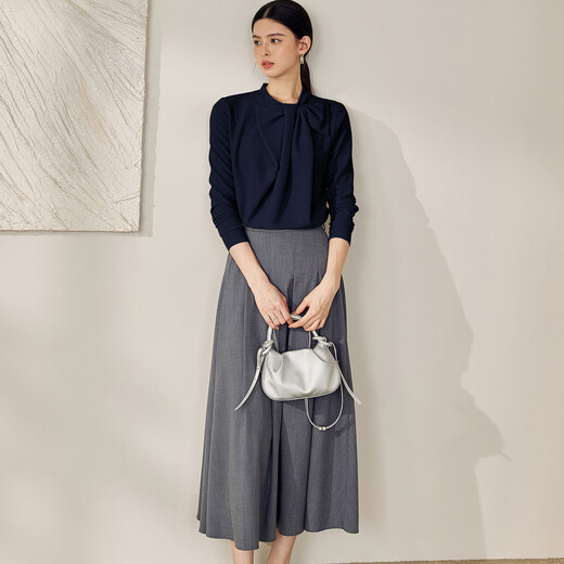 ROEYSHOUSE Luo Yi Commuting Intellectual Dark Blue Knitted Shirt Spring Fashion Design Slim Top 12691 Dark Blue M