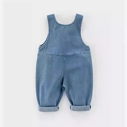 Children's Denim Overalls for Baby Boys Spring and Autumn Clothing 2025 Boys and Girls One-piece Denim Trousers Baby Pants Royal Blue Dinosaur Denim Overalls 126 100 (28-35Jin Jin is equal to 0.5 kg)
