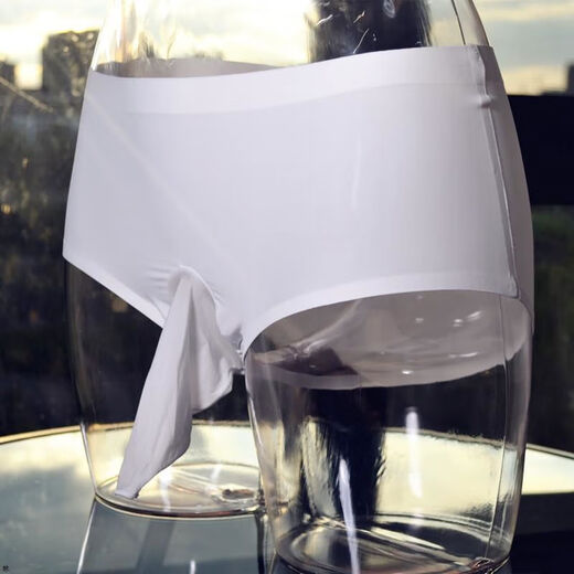 Men's triangle gun and egg separation alternative thong underwear sexy pure desire men's fun underwear thong underwear red L size ice silk triangle underwear closed