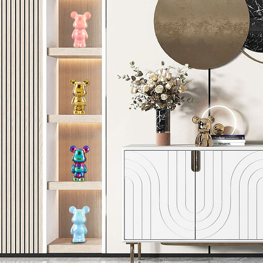 Care Bear decoration living room light luxury TV cabinet wine cabinet cartoon Care Bear doll internet celebrity children's room decoration black PC shelf set