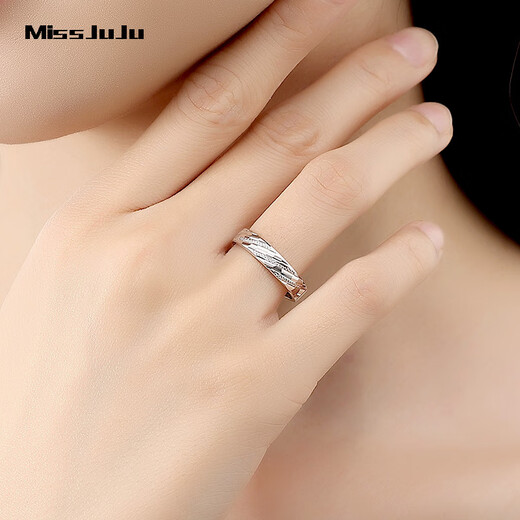 Miss JuJu pt950 platinum ring for men and women, couple ring, platinum morning and evening engagement ring, live ring, 5.9-6.1g (20-22# can be worn)