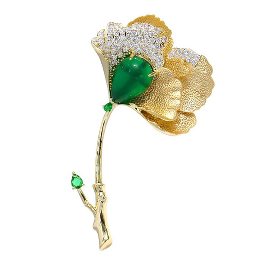 Lianshi Yin Muchi emerald lotus leaf brooch coat brooch women's corsage suit accessories wedding Qixi birthday XZ0563 emerald lotus leaf brooch
