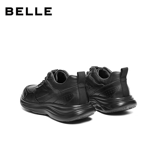 Belle thick-soled walking shoes for men 25 autumn new shopping mall same style cow leather casual sports shoes 8XC01CM5 black 42 (260mm)