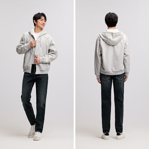 Semir jacket men's winter plus velvet heavy texture knitted cardigan coat couple solid color hooded 101724108203