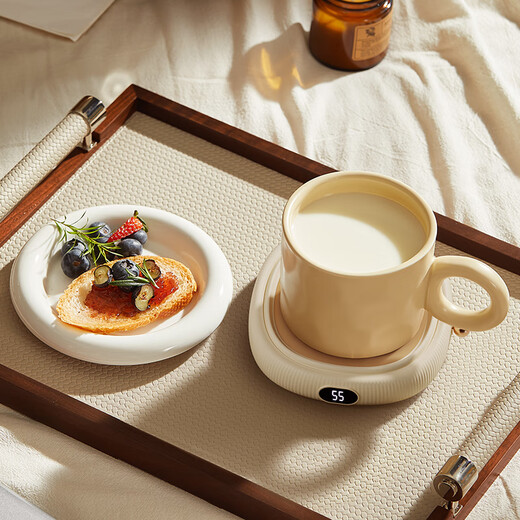OIDIRE (Odd) Heating Coaster Constant Temperature Coaster Insulation Coaster Heating Cup Constant Temperature Cup Milk Warmer Insulation Base Tea Coaster Health Cup Warm Cup Adjustable Temperature Smart 0.35L - White Supreme Model with Water Cup + Straw