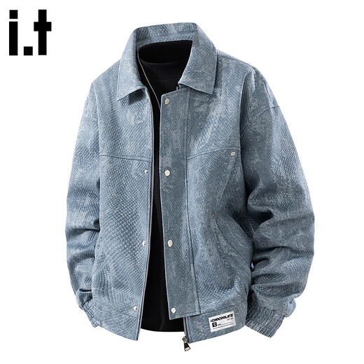 CHOCOOLATEit American retro lapel jacket for men in autumn new trendy brand design loose casual jacket retro blue L