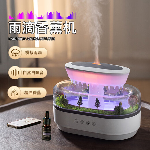 South Sandwich Aromatherapy Machine Automatic Fragrance Machine White Noise Humidifier Desktop Micro Landscape Home Bedroom Silent Colorful Ambience Light Large Fog White Noise Aromatherapy Humidifier Simulated Raindrops + Micro Landscape + Birthday Packaging, Gift Bag