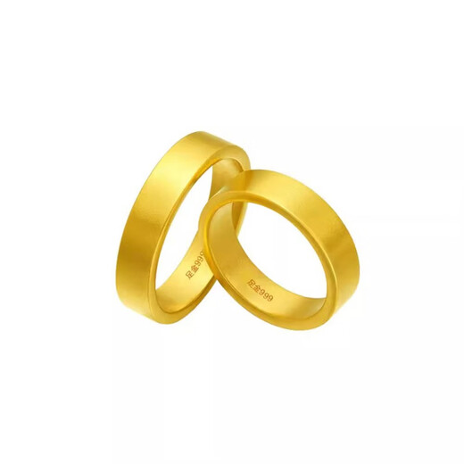 Chenru au999 pure gold-wrapped silver ring gold color Fuhui couple ring for girlfriend birthday Chinese Valentine's Day gift No. 8