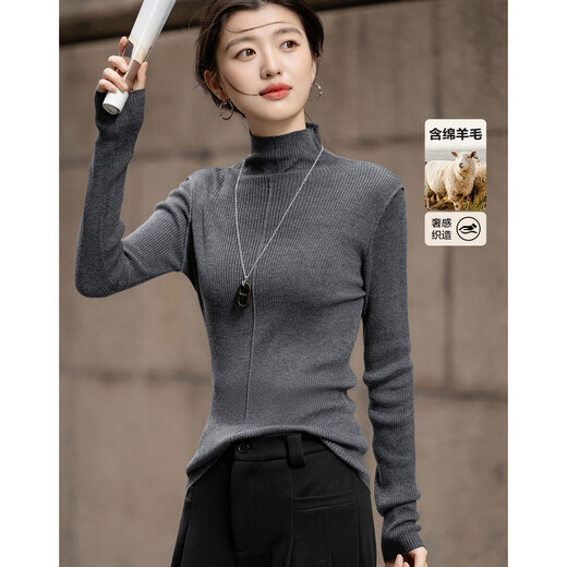 Demana contains fluffy sheep wool, winter temperament half turtleneck sweater, slim base layer, delicate knitted sweater women's top