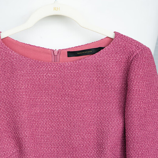 ROEYSHOUSE Luo Yi Elegant Strappy Tweed Dress 2025 Autumn Temperament Swing Skirt 09607 Rose Red M