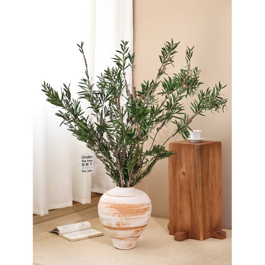 YWZR Buddha beads long branches dried flowers bouquet living room decoration vases wabi-sabi wind flower arrangement dried branches branches natural real flowers immortal flowers stone grain beige ceramic vase