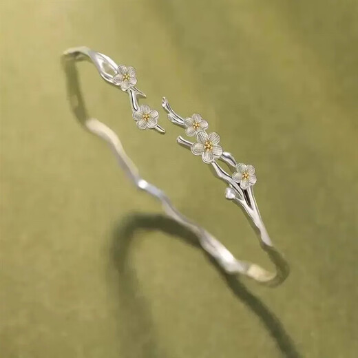 Mo Li Bracelet 999 Pure Silver Jasmine Bracelet High-end Light Luxury Bracelet for Valentine's Day Birthday Gift for Wife and Girlfriend 999 Jasmine Bracelet + Rose Gift Box + Pure Silver Appraisal Certificate 9g