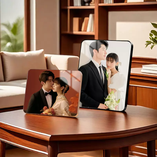 Yusenyi photo frame, stage setting, customized photo printing, made into crystal wedding photos, family photos, baby printing, rose gold rounded corners, 7 inches 13x18cm, suitable for both vertical and horizontal use