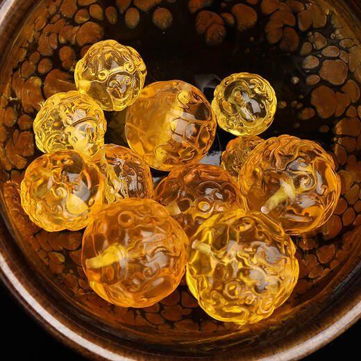 Yanyun Jewelry Natural Beeswax Pixiu Carvings Single Beads Loose Beads Original Mineral Amber Chicken Fat Yellow Beads Accessories 11-12mm