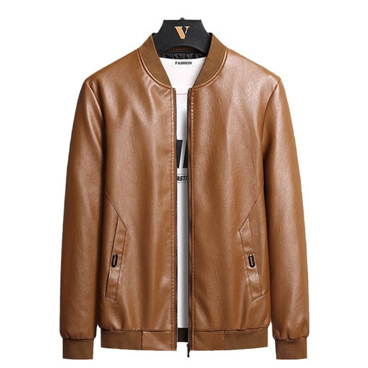 花花公子（PLAYBOY）高端大码皮衣男秋冬季新款加绒加厚男装软皮加肥大码皮夹克男 黑色  加绒 L 建议105-120斤