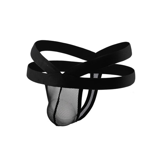 Uncle Shorts sexy black thong men's high slit hollow butt lift mesh U-shaped briefs black_sexy mesh thong M