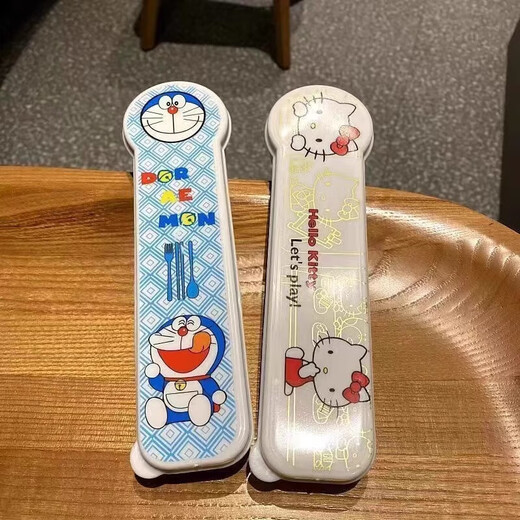 Spoon ins high-looking chopsticks and spoon set three-piece set fork set box student single tableware storage box KT chopsticks spoon fork + box 4-piece set