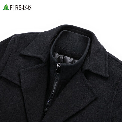 Shanshan 90 goose down sheep wool double-sided woolen coat men's mid-length autumn and winter business casual windbreaker jacket