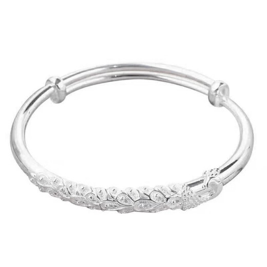 KZD Old Phoenix 999 pure silver Yunnan Dali snowflake silver sterling silver bracelet women's bracelet peacock exquisite push-pull gift bracelet (L-97) bracelet (one)