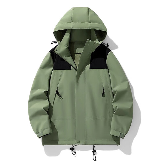 Spring and Autumn New Outdoor Sports Men's and Women's Outdoor Mountaineering Wear Couple Waterproof Windproof Hooded Jacket Black Regular 603 2XL