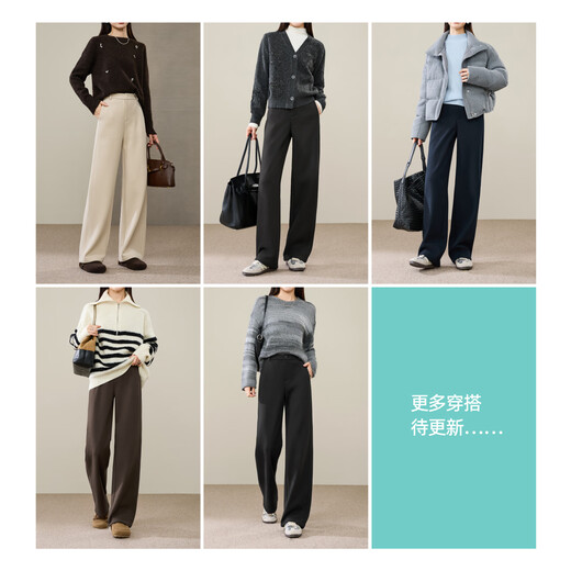 Yiyang (ESE-Y) 2025 winter velvet thickened narrow wide-leg straight pants black-regular 28