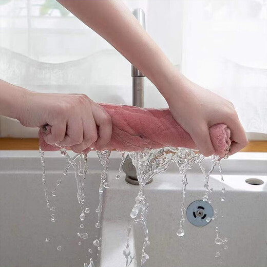 Coral velvet double-sided two-color rags household dish towels kitchen cleaning absorbent rags mixed colors 10 pieces two-color rags with random colors