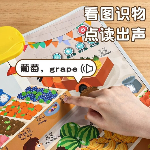 得力（deli）有声挂图儿童早教认知动物拼音数字幼儿启蒙宝宝益智学习玩具 【动物世界】中英双语 附挂钩+电池