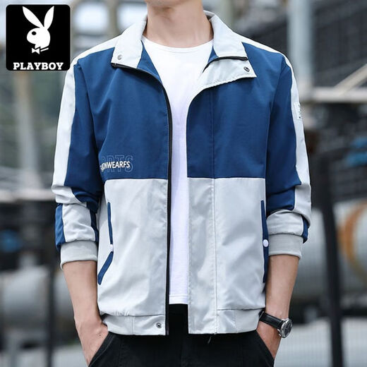 花花公子（PLAYBOY）短款风衣外套男士春秋季2025新款潮流帅气百搭上衣服男装春装夹克 5201【春秋】黑色 薄款 M 【建议85-斤左右】