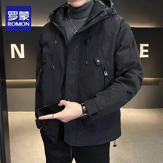 ROMON work jacket men's spring and autumn 2025 new trendy brand loose pocket zipper design assault spring jacket men's brown jacket XL 130-150Jin Jin equals 0.5 kg