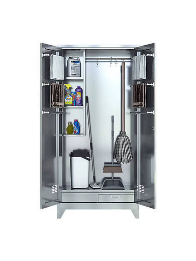 Pupan 304 stainless steel cleaning cabinet cleaning cabinet classroom workshop hygiene locker mop cabinet tools miscellaneous double door cleaning cabinet 900 width and height 304 14mm