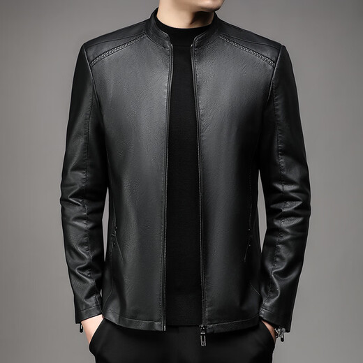 Rimba 2025 new spring, autumn and winter Haining genuine leather jacket men's sheepskin jacket business casual stand collar jacket trend purple M 170