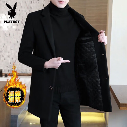 Playboy can wear up to 280Jin Jin is equal to 0.5kg. Middle-aged men fat men's large size casual mid-length woolen coat men's woolen windbreaker. Black upgraded version of mid-length woolen coat thickened L. It is recommended to wear 122Jin Jin is equal to 0.5kg.